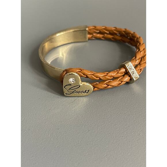 Guess Gold and Brown Rope Heart Adjustable Bracelet - Picture 1 of 6